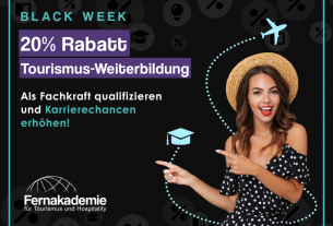 Weiterbildungschance in der Black Week: Fernakademie für Tourismus und Hospitality gewährt 20 % Rabatt auf alle Fernkurse